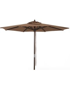 Outdoor Expressions 7.5 Ft. Pulley Brown Market Patio Umbrella with Chrome Plated Hardware