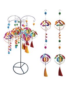 Alpine 17 In. H. Multi-Color Iron Glamorous Hanging Wind Spinner Display (12-Piece)