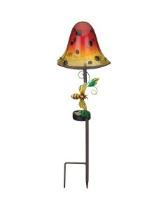 Regal Art & Gift 21.25 In. Orange Dottie Mushroom LED Solar Stake Light