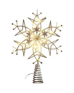 Alpine Silver LED 15 In. 6-Sided Star Christmas Tree Topper