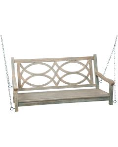 Jack Post Pisces 4 Ft. Indonesian Hardwood Porch Swing with Gray Wire Finish