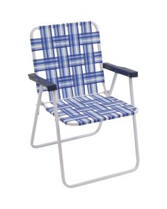 Rio Brands Blue & White Polyester Web Steel Frame Folding Chair