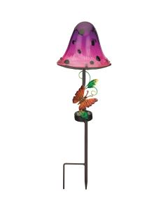 Regal Art & Gift 21.25 In. Purple Dottie Mushroom LED Solar Stake Light