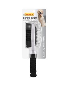 Westminster Pet Ruffin' it Plastic & Metal Bristle Combo Grooming Pet Brush
