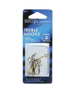 SouthBend Size 2 Bronze Treble Fishing Hook (4-Pack)