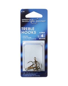 SouthBend Size 4 Bronze Treble Fishing Hook (4-Pack)