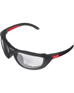 Milwaukee Red & Black Frame Gasketed High Performance Safety Glasses with Clear Lenses