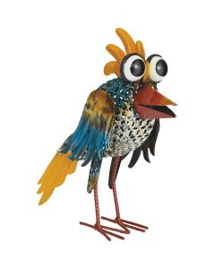 Alpine 11 In. H. Iron Quirky Wide-Eyed Blue Bird Lawn Ornament