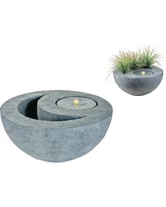 Lumineo Anthracite GRC Bowl Fountain with Planter