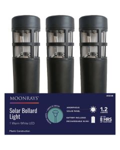 Moonrays Black 1.2 Lm. Plastic Solar Bollard Light