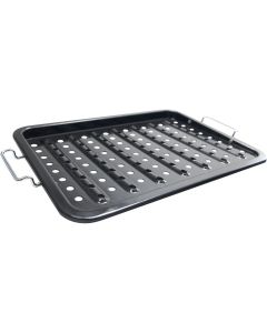 GrillPro 11 In. W. x 16 In. L. Porcelain Coated Stainless Steel Grill Topper Tray