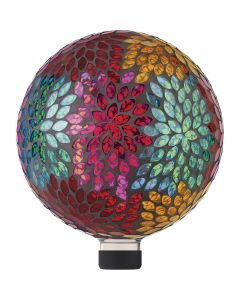 Alpine 10 In. Dia. Colorful Mosaic Leaves Glass Gazing Globe