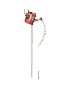 Regal Art & Gift 35 In. Red Ladybug Watering Can LED Solar Stake Light