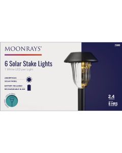 Moonrays Black 2.4 Lm. Plastic Solar Path Light (6-Pack)