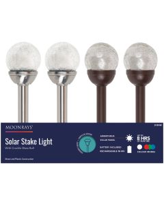 Moonrays 15 In. Crackle Glass Ball Solar Stake Light