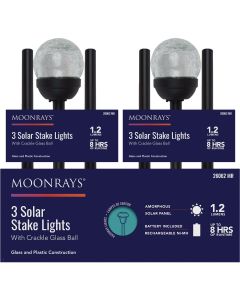 Moonrays Crackle Glass Ball Solar Stake Light (3-Pack)