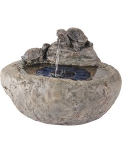 Lumineo 14.6 In. W. x 9.8 In. H. x 11.8 In. L. Polyresin Solar Turtle Fountain