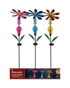Alpine 38 In. H. Metal Bejeweled Spinning Floral Solar Stake Light