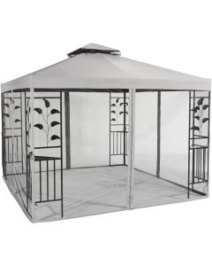 Outdoor Expressions 10 Ft. x 10 Ft. Gray & Black Steel Gazebo with Sides