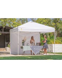 Crown Shade 10 Ft. x 10 Ft. White Steel Frame White Commercial Canopy with 1 Side Wall