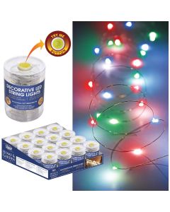Alpine Various Color 60-Bulb LED Battery Operated String Light Set