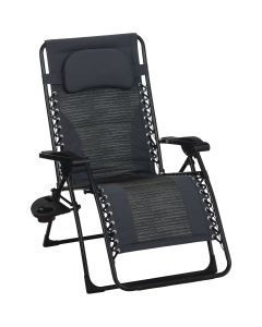 Outdoor Expressions Zero Gravity Deluxe Relaxer Gray Padded Chair with Cup Holder