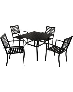 Outdoor Expressions 5-Piece Black Slat Dining Set