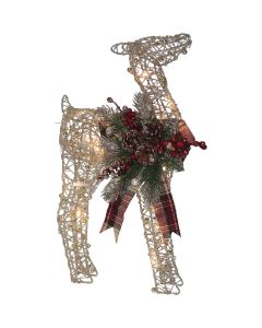 Alpine 24 In. Warm White Gold Wire Standing Fawn Lighted Decoration