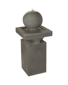 Best Garden 17 In. W. x 38.5 In. H. x 17 In. L. Polyresin Cement Square Pillar and Ball Fountain