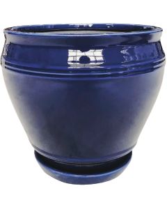 Southern Patio Collins 12 In. Ceramic Blue Planter