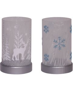 Alpine 4 In. W. x 7 In. H. x 4 In. L. Silver or Blue Lantern with LED String Lights Holiday Decoration