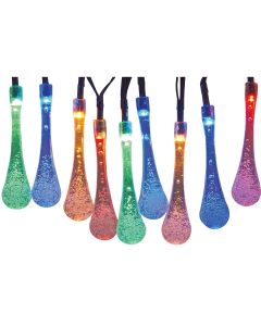 Alpine 12 Ft. 20 Multi-Color LED Waterdrop Solar Outdoor Patio String Lights (2-Pack)