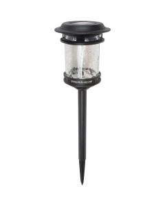 Moonrays Black 10 Lumens Plastic & Crackle Glass Solar Cylinder Stake Light