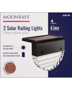Moonrays 3.54 In. L. Black LED Solar Railing Light (2-Pack)