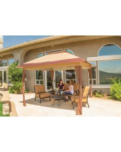 Crown Shade 12 Ft. x 12 Ft. Cool Gray Steel Frame with Brown/Tan/Khaki Canopy Gazebo