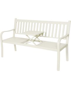 Decoris Garden Furniture Nottingham 60 In. L. White Aluminum Bench with Pop Up Side Table