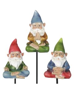 Exhart 9 In. Resin Yoga Gnome Pot Stake