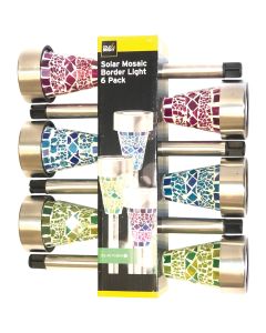 Cole & Bright Stainless Steel Mosaic Solar Border Light (6-Pack)