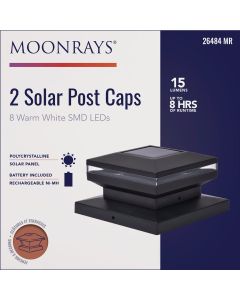 Moonrays 4 In. x 4 In. Black LED Solar Post Cap (2-Pack)