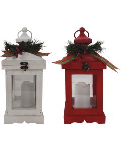 Alpine 5 In. W. x 14 In. H. x 5 In. L. LED White or Red Christmas Lantern Holiday Decoration