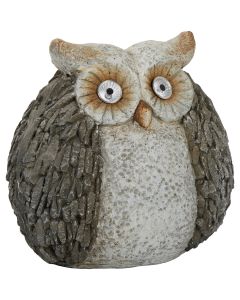 Alpine 13 In. H. Magnesia Owl Statue with Solar LED Eyes