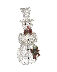 Alpine 36 In. Warm White LED Gold Mesh Snowman Lighted Decoration