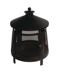 Wood Burning Round Standing 30 In. H. Outdoor Fireplace