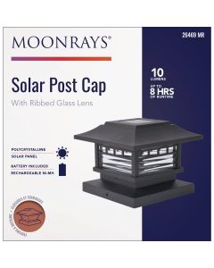 Moonrays Black LED Solar Post Cap with Ribbed Glass Lens