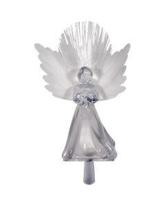Alpine White LED Angel Christmas Tree Topper with Fiber Optic Wings