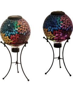 Alpine 8 In. Dia. Mosaic Solar Glass Ball with Metal Stand