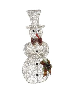 Alpine 71 In. Warm White LED Gold Mesh Snowman Lighted Decoration