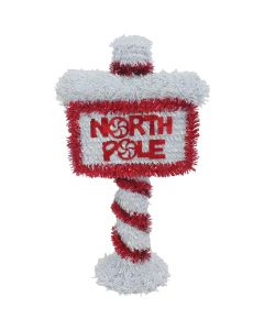 Youngcraft 14 In. Tinsel North Pole Sign Holiday Decoration
