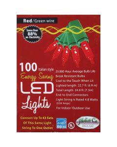 J Hofert Red 100-Bulb Italian Style LED Light Set