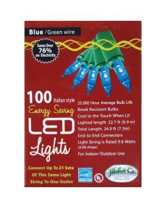 J Hofert Blue 100-Bulb Italian Style LED Light Set